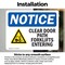 Signmission Clear Door Path Forklifts Entering Sign With Symbol, 5 in W x Rectangle, Vinyl Decal OS-2PACK-NS-D-35-L-10660 - alternate 4